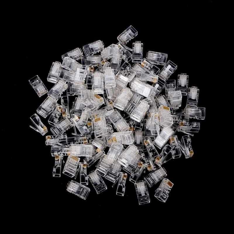 Позолоченные сетевой кабели RJ45 100 шт. модульная вилка Cat5 CAT5e разъем 8P8C utp