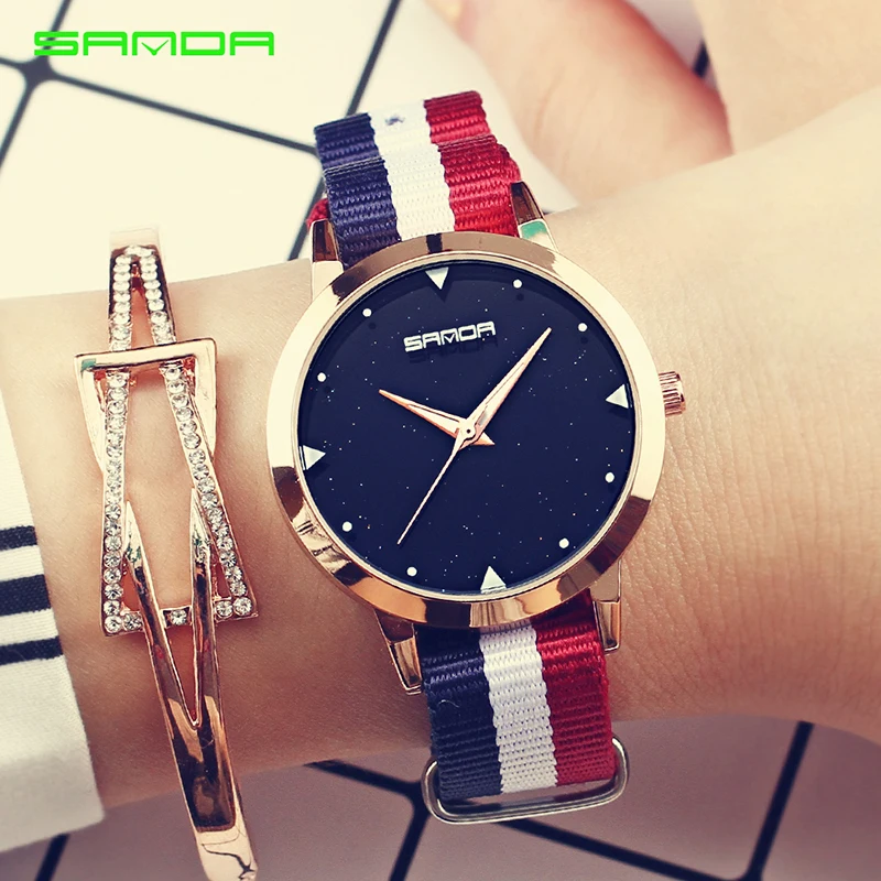 SANDA новые модные часы Роскошные женские наручные Relogio Feminino 2018 Horloge классические