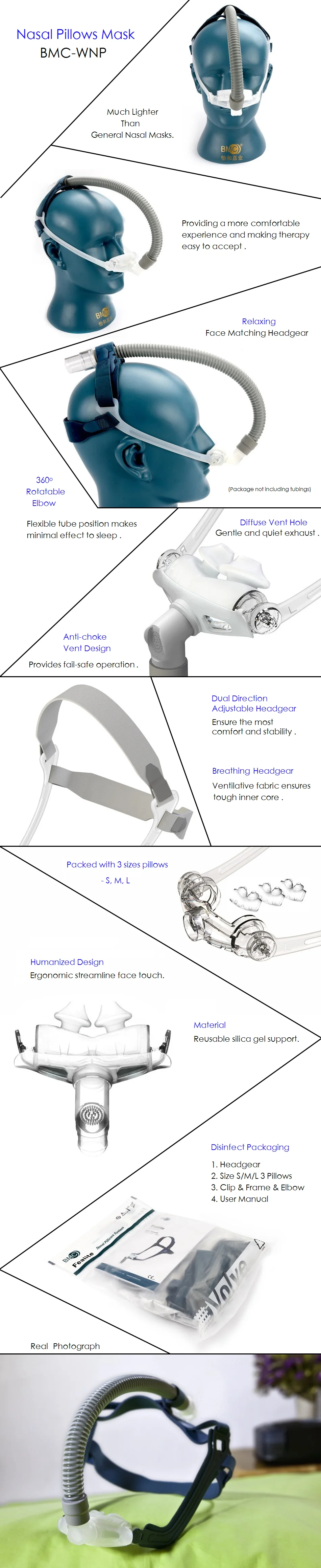 BMC WNP НАЗАЛЬНЫЕ подушечки CPAP маска Горячая S/M/L все в силиконовом гелевом материале с поясом для храпа апноэ