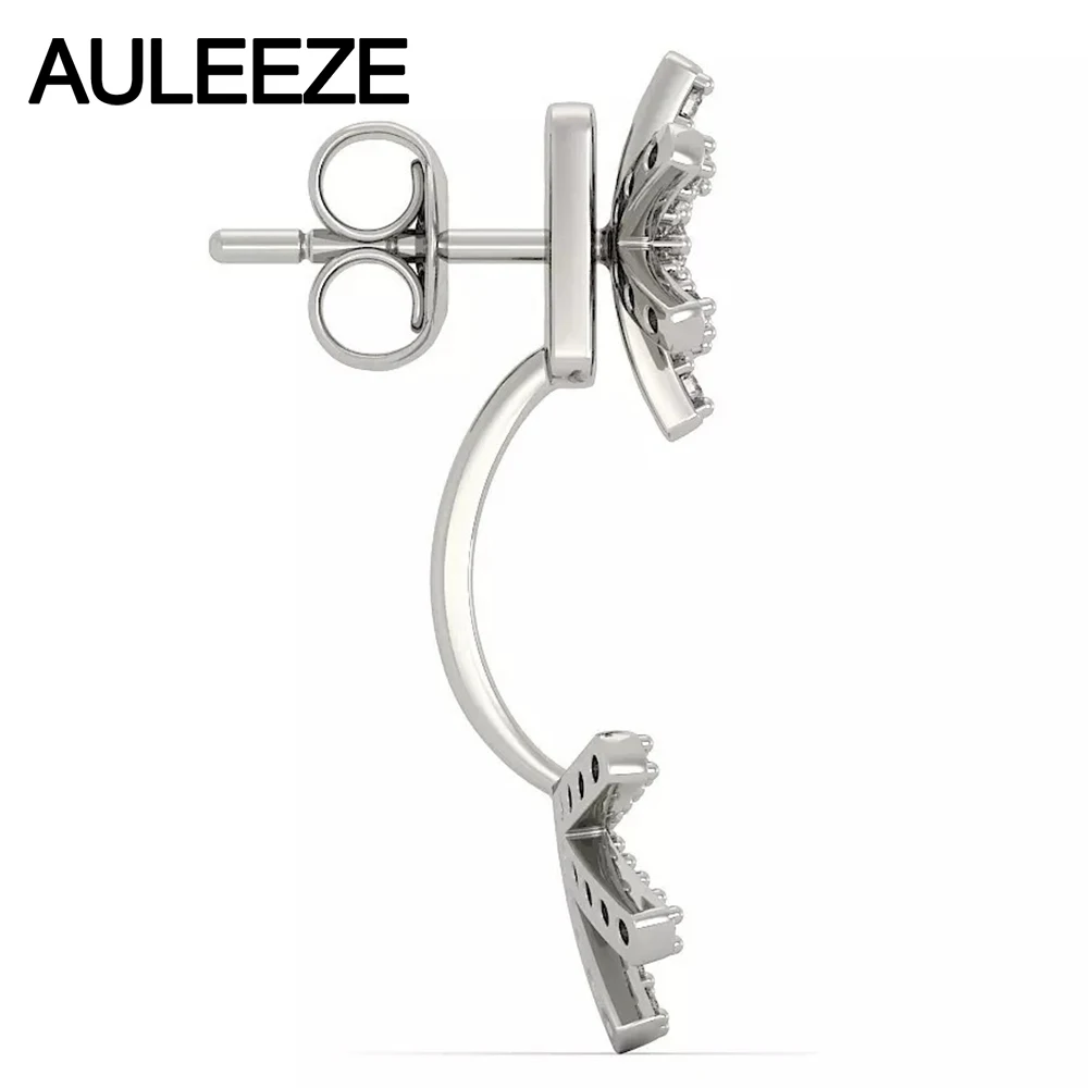 Женские серьги с натуральным бриллиантом двойного назначения в виде цветка 14 к 585