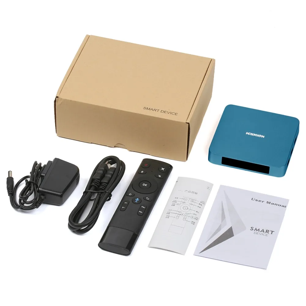 ТВ приставка с голосовым управлением android 8 1 Rockchip 3328 2 ГБ 16 USB 3 0 4 ГГц Wi Fi Bluetooth smart