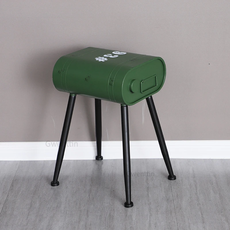 Vintage Loft Gasoline Bucket Metal Stools Restaurant Bedroom Dining Chairs Petrol Barrel Chair Industrial Decor Bar Small Stool