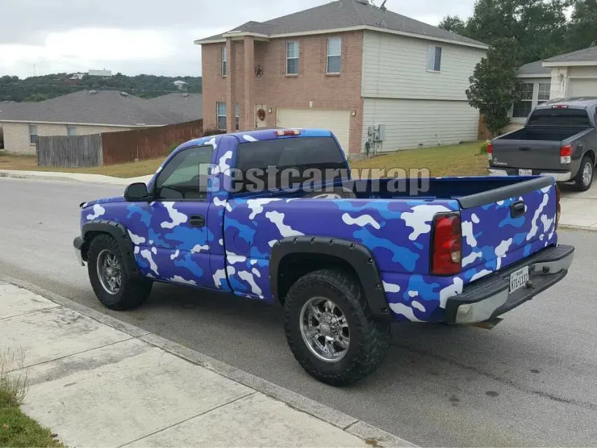 2017 Синий Белый Камуфляжный автомобильный деформационный винил с воздушным