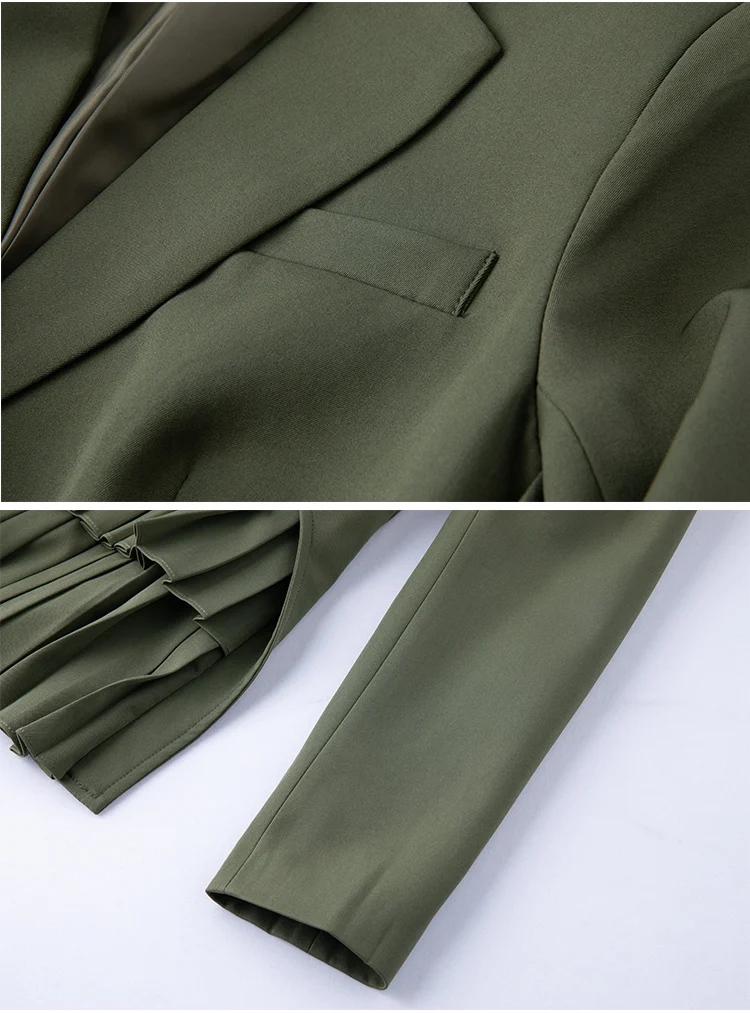 Высокое качество складчатый блейзер + шорты с принтом pleate платье 2 предмета