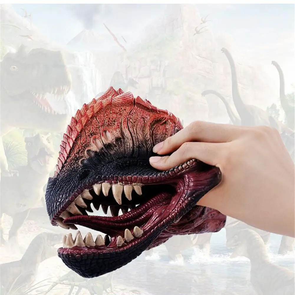 

Dinosaur Soft Rubber Hand Puppet High Simulation Double Crown Dragon Safety Environmental Protection Child Novelty Funny Doll