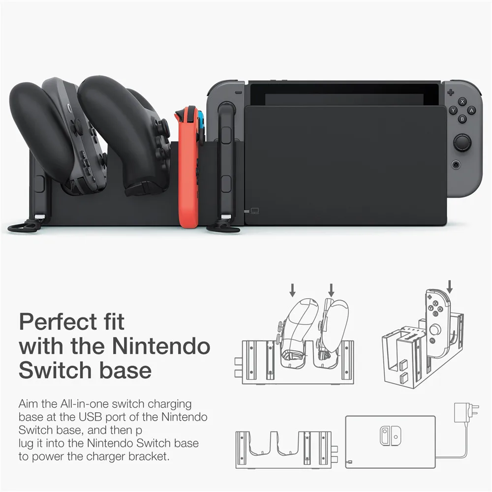 Зарядная док станция для Nintendo Switch NS Joy Con ручки одновременно Зарядное устройство