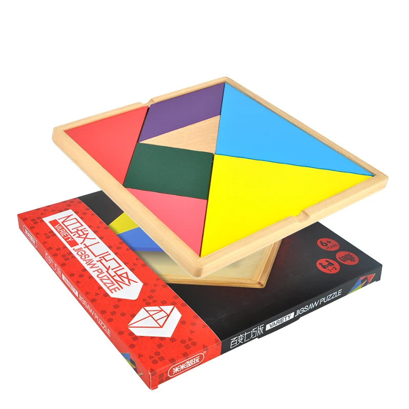 Деревянная головоломка Tangram из 7 частей красочная квадратная для детей | Игрушки и