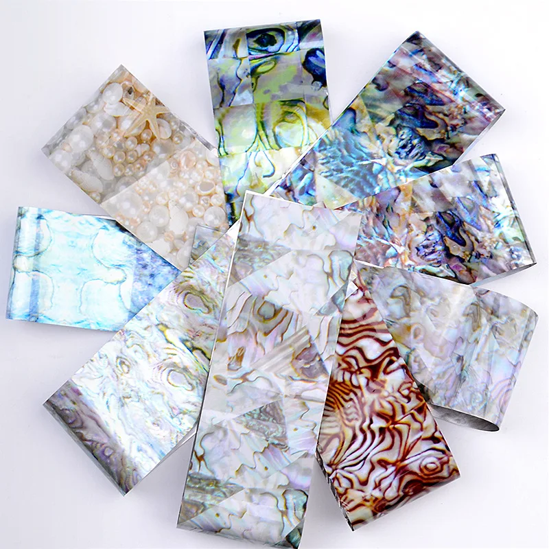 

16 Pcs/set Shell Sticker Holographic Gradient Nail Foil Laser Marble Shell Leopard Star DIY Nail Art Manicure Transfer Sticker
