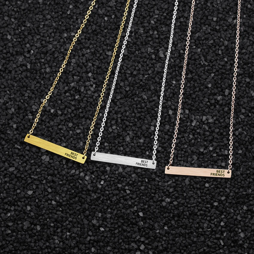 GORGEOUS TALE Classic Rectangles Letter Rose Gold Necklace For Women To Best Friends Stainless Steel Pendant Luck|rose gold necklace|gold