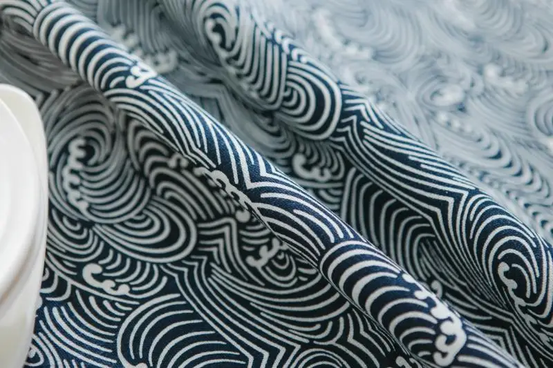Недорогая скатерть в японском стиле с рисунком морских волн|table cover|table clothtable cloth