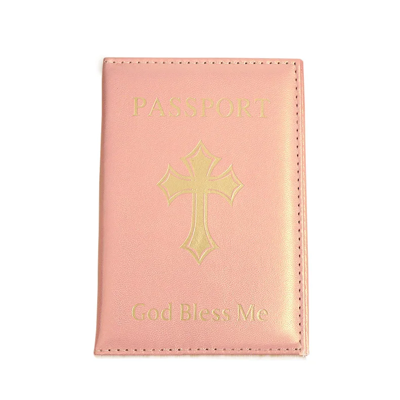 God Bless Christ Обложка для паспорта для женщин и девочек бренд Heaven gifts обложки для паспорта путешествия Обложка для паспорта - Цвет: Розовый