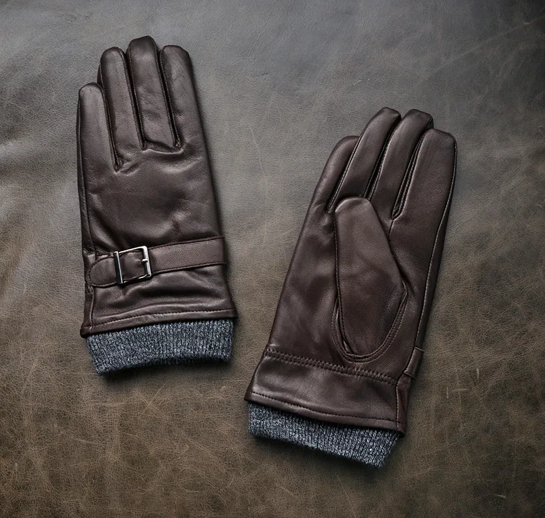 Новые кожаные зимние перчатки guantes, теплые перчатки из овчины, мужские кожаные перчатки, простые противоскользящие перчатки для мужчин KWA559