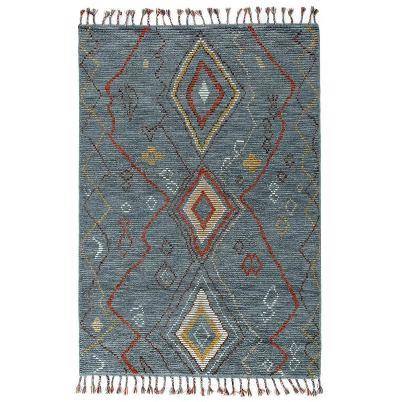 Шерсть хлопок ковер килим Геометрическая Богемия индийский серый плед Марокко в