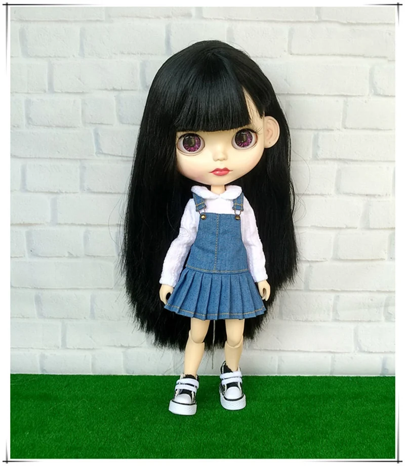 Новая одежда Blyth Doll футболка с длинными рукавами+ комбинезон юбка на лямках для Blyth Azone, Kurhn, Licca 1/6 аксессуары для кукол