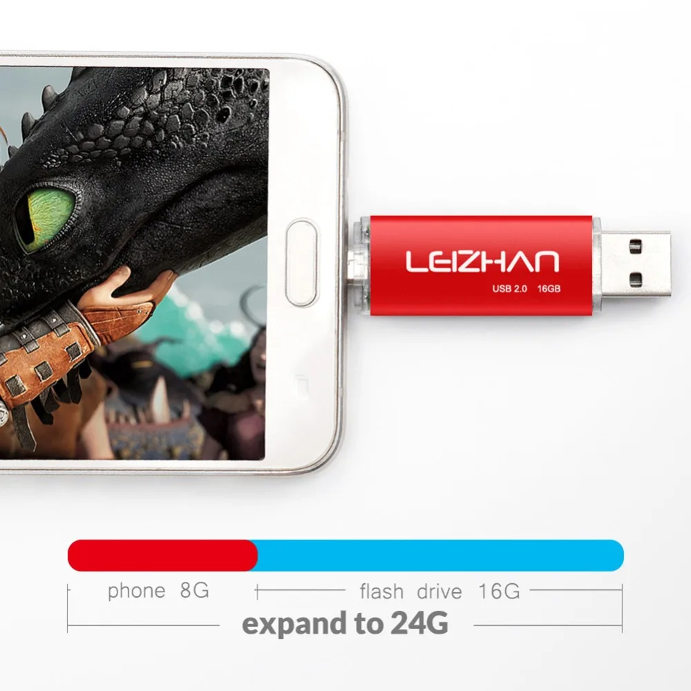 Leizhan OTG USB флэш-накопитель 64 ГБ 32 16 8 4 Android микронакопитель Флешка 2 0 карта памяти |