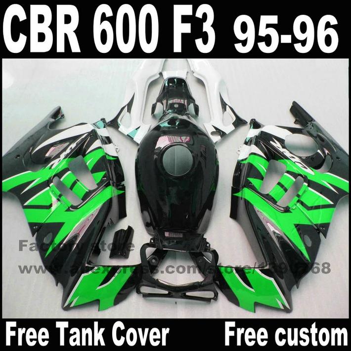 Высокое качество обтекатели Набор для HONDA CBR 600 F3 1995 1996 зеленый черный Обтекатель