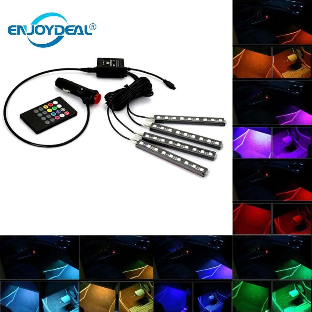 4 шт./компл. 12В 9LED RGB Светодиодная лента Голосовая RC цветная Автомобильная