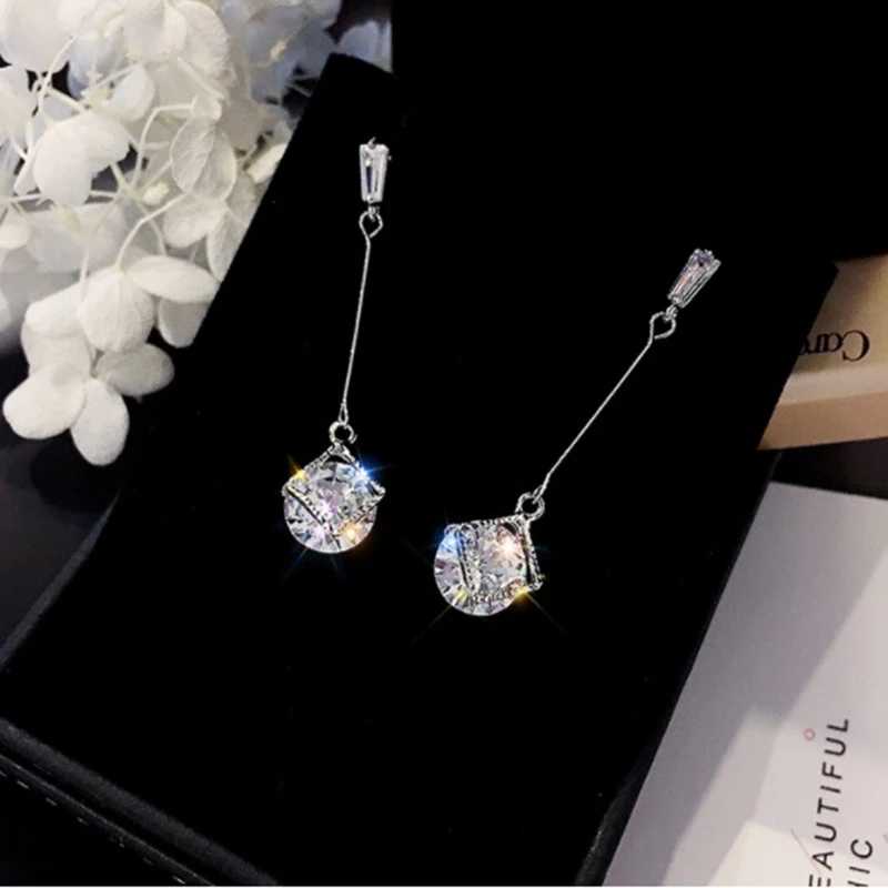 Женские длинные висячие серьги boucle d'oreill корейские Винтажные с кристаллами