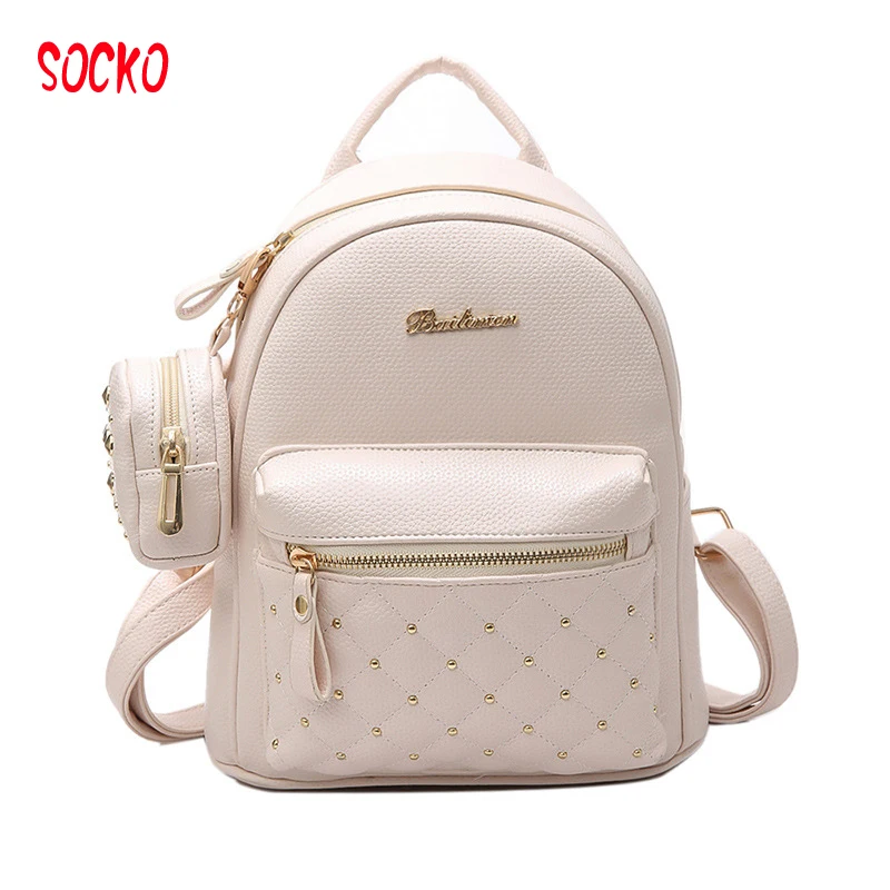 

2 pieces Lady Backpacks Hot Sale Fashion Causal Bags High Quality Bead Female Shoulder Bag PU Leather Backpacks For woman h37