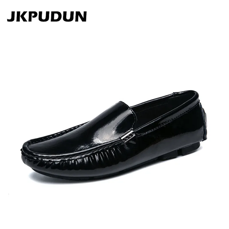 JKPUDUN Big Size Men Loafers Luxury Brand Moccasins For Casual Shoes Patent Leather Designer Driving High Quality | Обувь