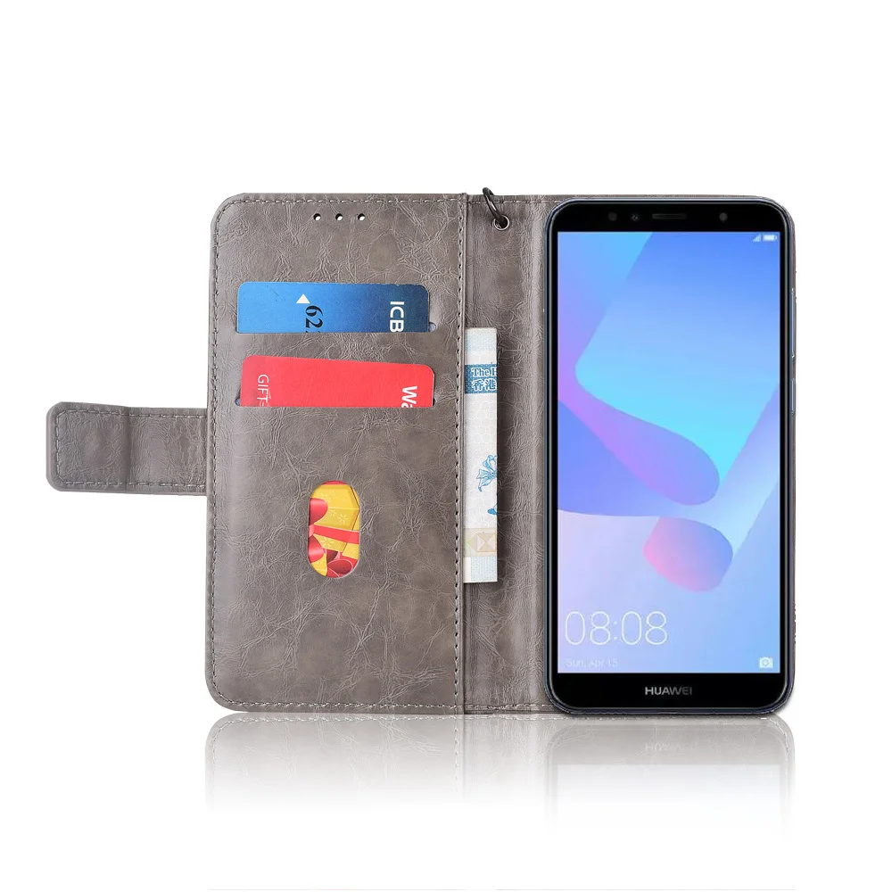 Кожаный чехол-книжка для Huawei Y6 2018 Fundas с цветочным принтом 100% специальный