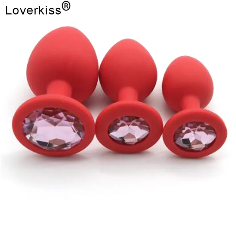 Анальная пробка Loverkiss набор из 3 предметов силиконовая с позолоченными