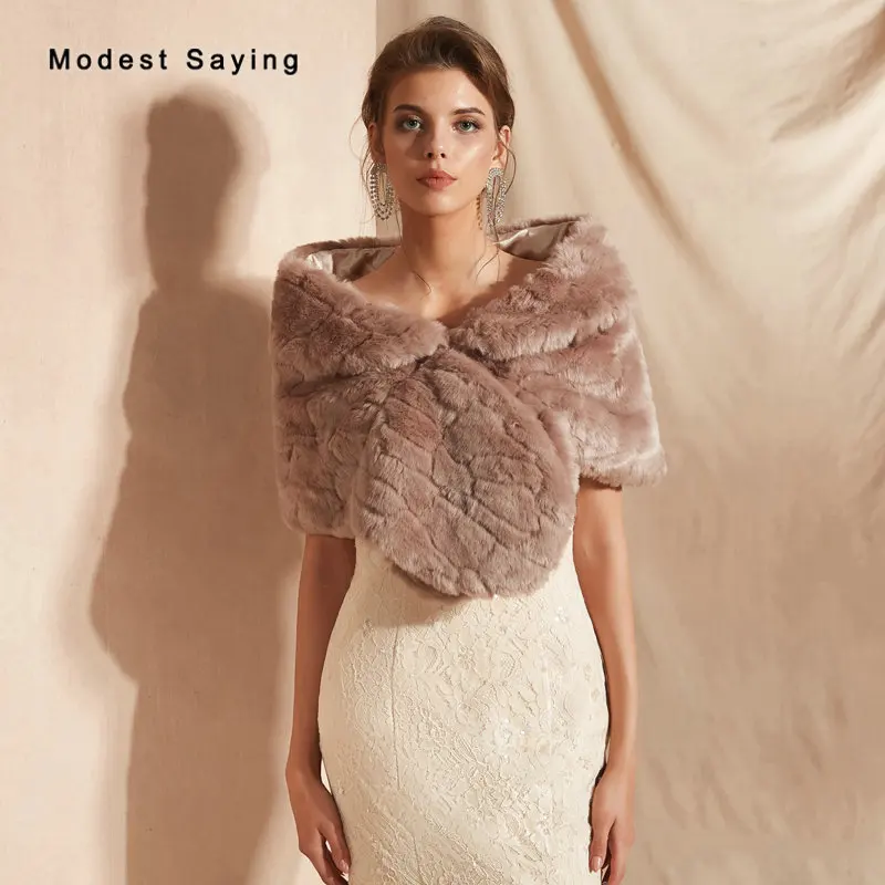 

New Arrival 2019 Faux Fur Wedding Shrugs New Fashion Bridal Shawls Women Party Boleros Fur Stoles Warm Wraps Wedding Accessories