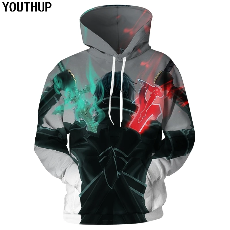 YOUTHUP меч Книги по искусству онлайн толстовки для Для мужчин 3d толстовки Аниме толстовки с капюшоном Для мужчин 3D принт C Книги по искусству Ун Для мужчин пальто 3d пуловер спортивный костюм