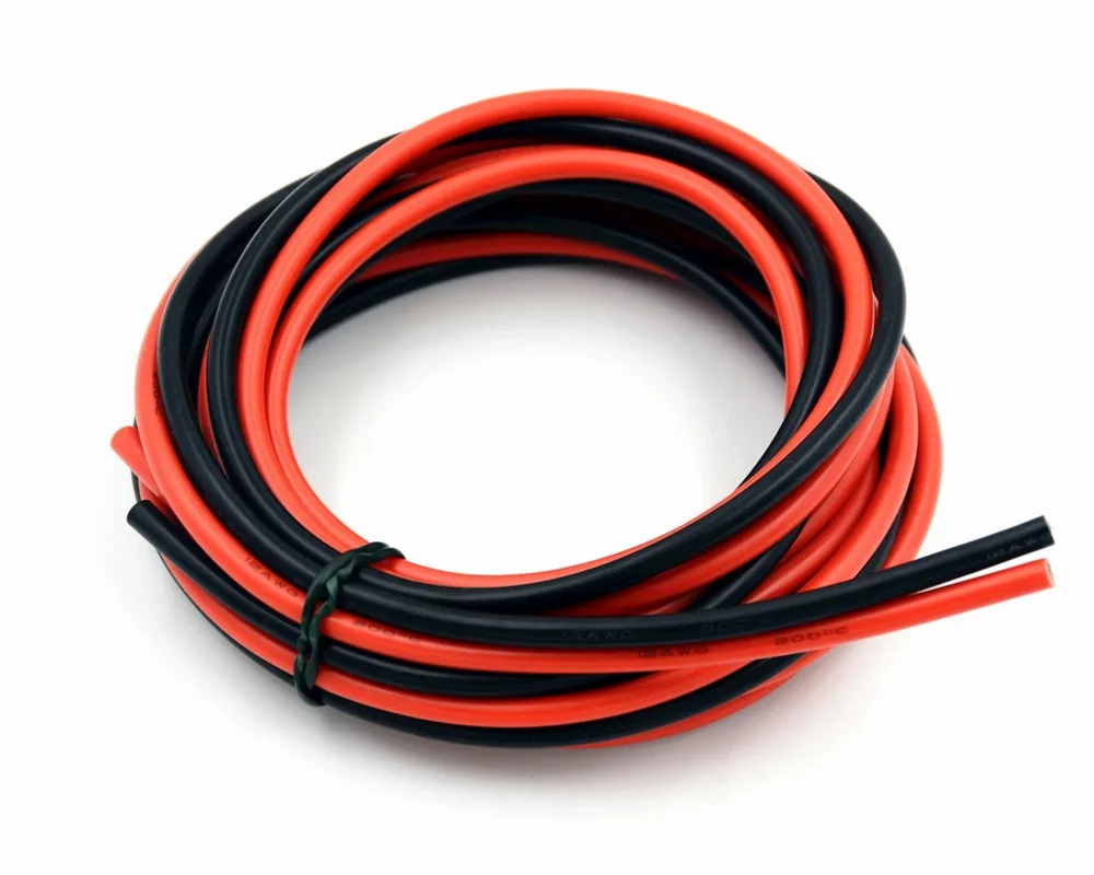 12AWG силиконовый провод мягкий и гибкий красный и черный соединительный кабель многожильный луженый медный провод устойчив к высоким температурам