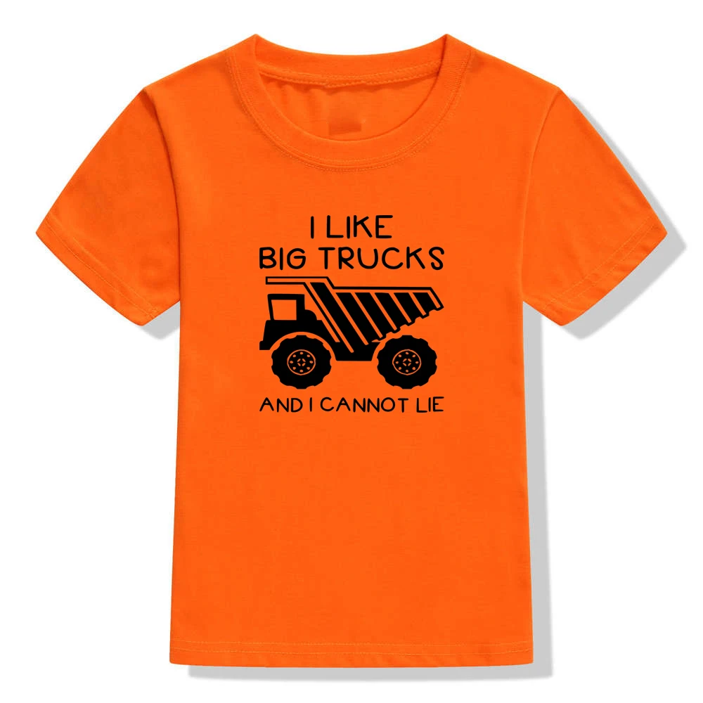 Детская футболка с надписью «I Like Big Trucks and I Not Lie» детские топы с круглым вырезом, забавная Повседневная Блузка для малышей, футболка милые рубашки для маленьких мальчиков