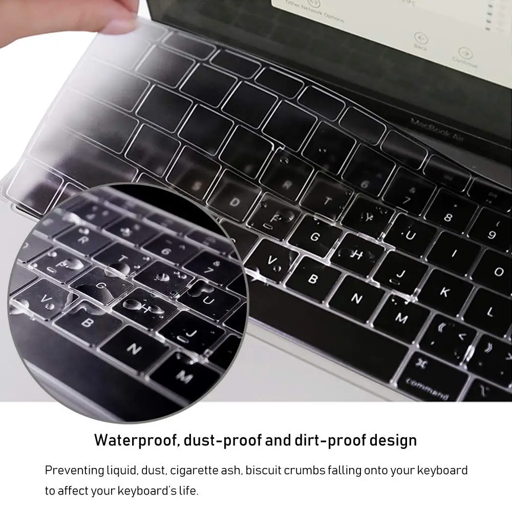 EU/UK Keyboard Cover TPU Keyboard Protector Skin for New MacBook Air 13" 13.3-Inch Touch ID A1932, Release Dust Cover