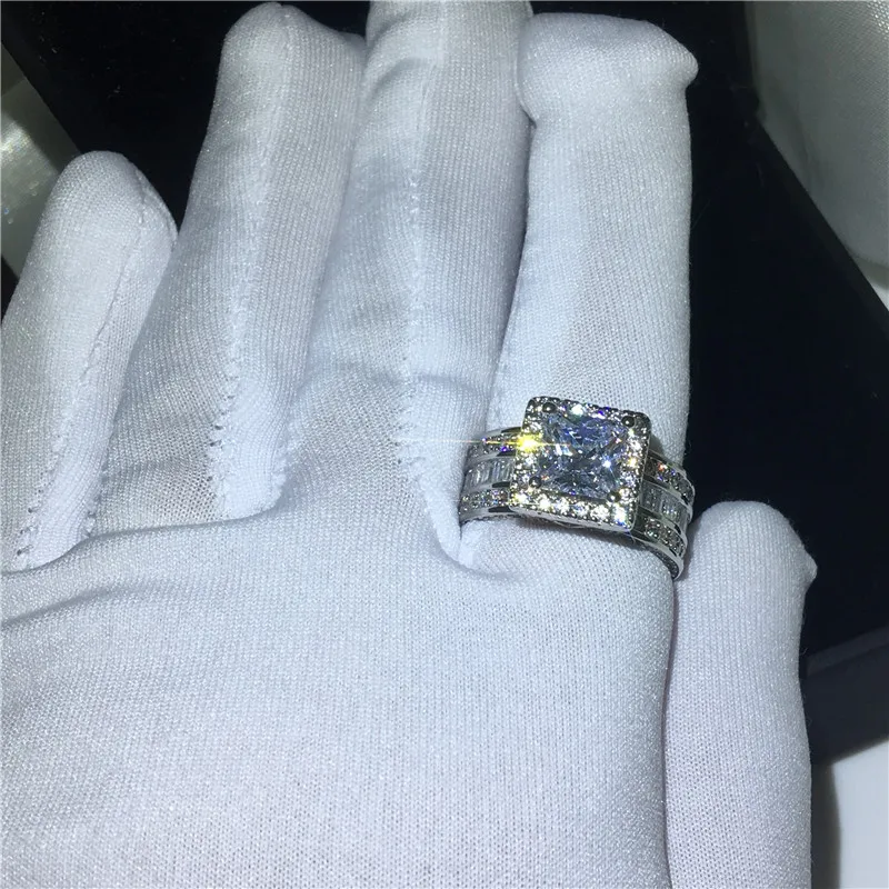 Роскошные суд кольцо 3ct AAAAA с кубическим цирконием серебристого цвета