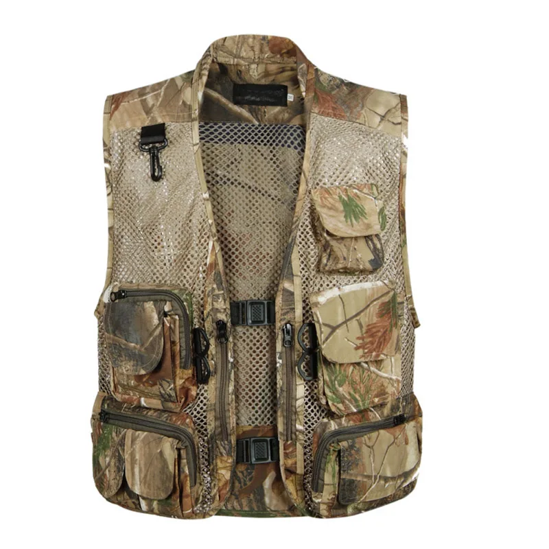Refire gear открытый рыболовный сетчатый жилет мужской дышащий жилет без рукавов Камуфляжный жилет с несколькими карманами спасательные жилеты - Цвет: Tree Camo