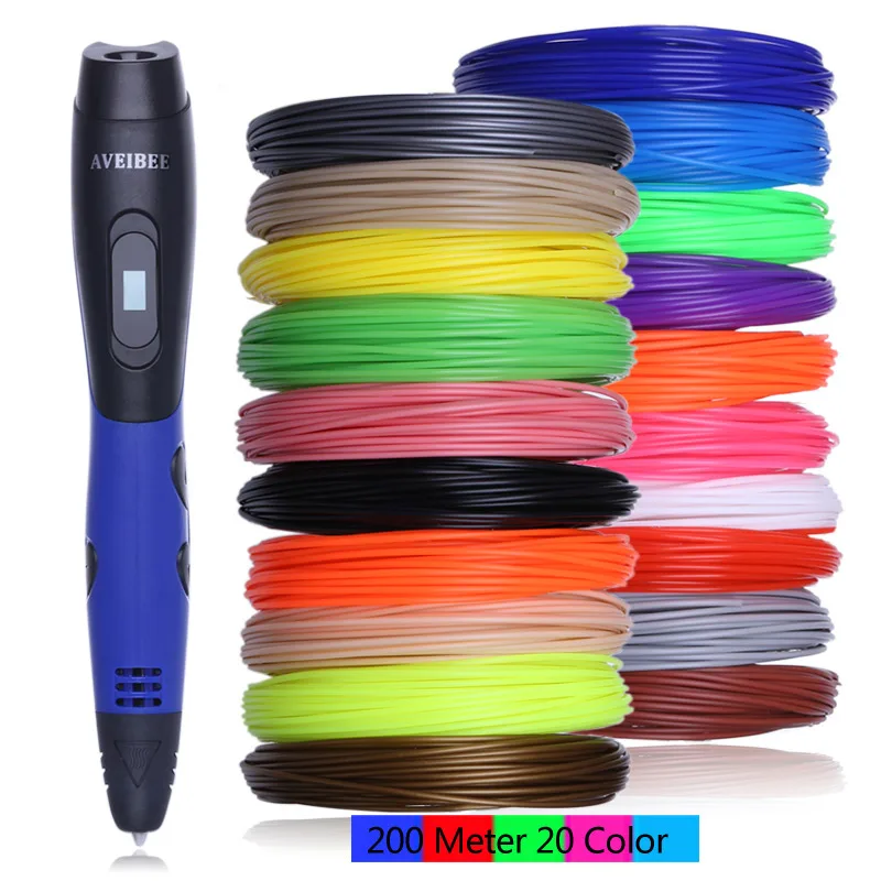 Pen 200M Filament Новая модель ЕС адаптер 3D Ручка 3D печать Ручка для рисования принтер с бесплатной нитью креативный подарок для детей дизайн живопись - Цвет: Pen 200M Filament