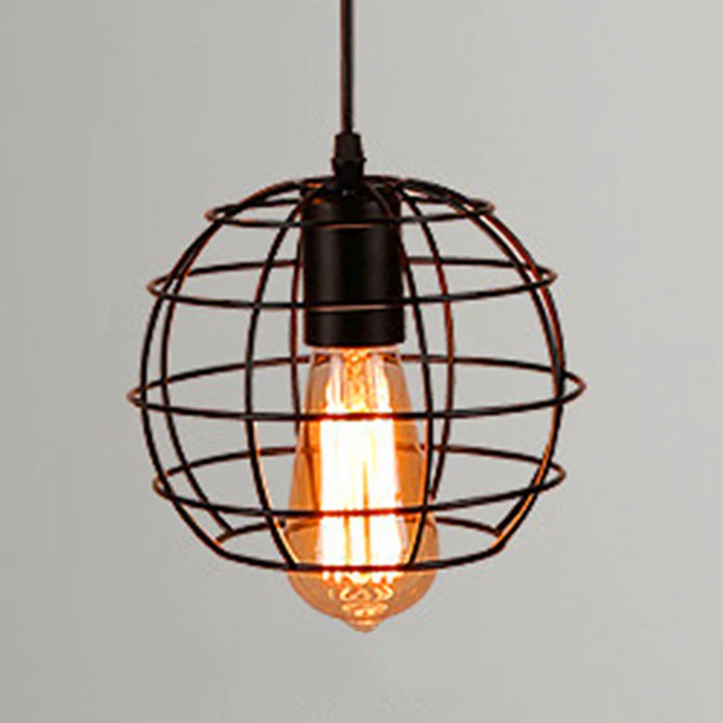 Vintage Retro Iron Lamp Cage Lampshade Pendant Light Lamp shade Table Ceiling Pendant Light Shade Lamp Cover Home Decor - Цвет корпуса: C