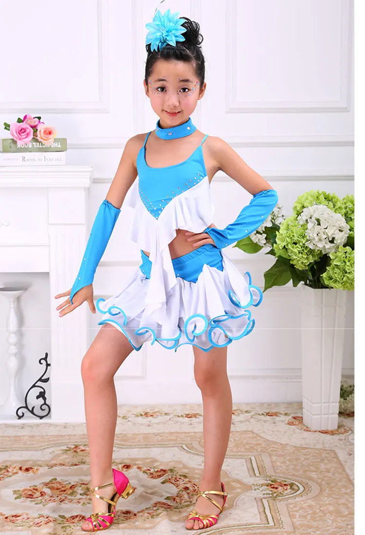 Белом исполнении ребенка Детская Балетная латинское платье для танцев девочки