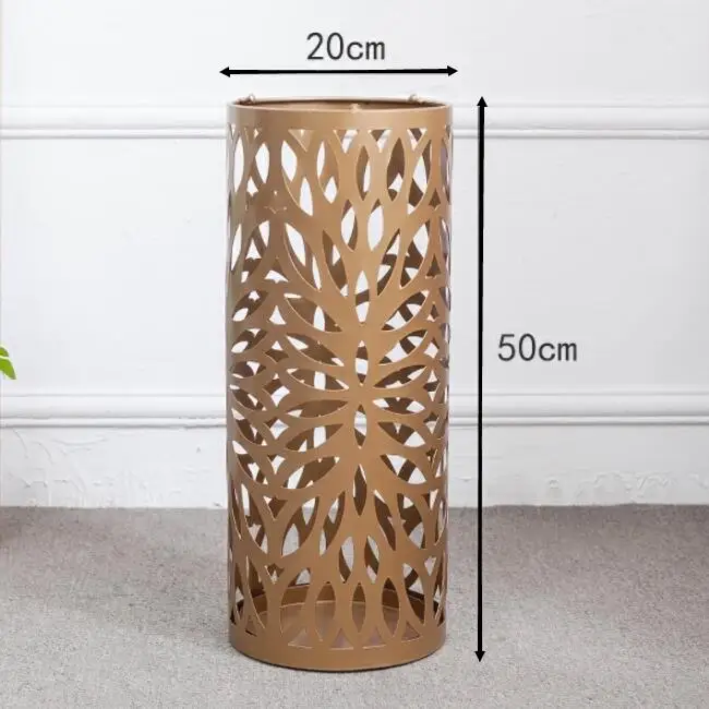 Fashion art carved metal umbrella drain storage bucket multi-function free bracket umbrella stand ZP6201133 - Цвет: gold