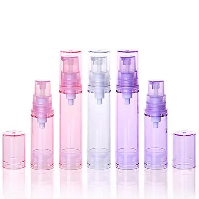 

5ml10ml15ml розовая/прозрачная/фиолетовая пластиковая безвоздушная бутылка для лосьона, косметическая эмульсия, вакуумная многоразовая бутылк...