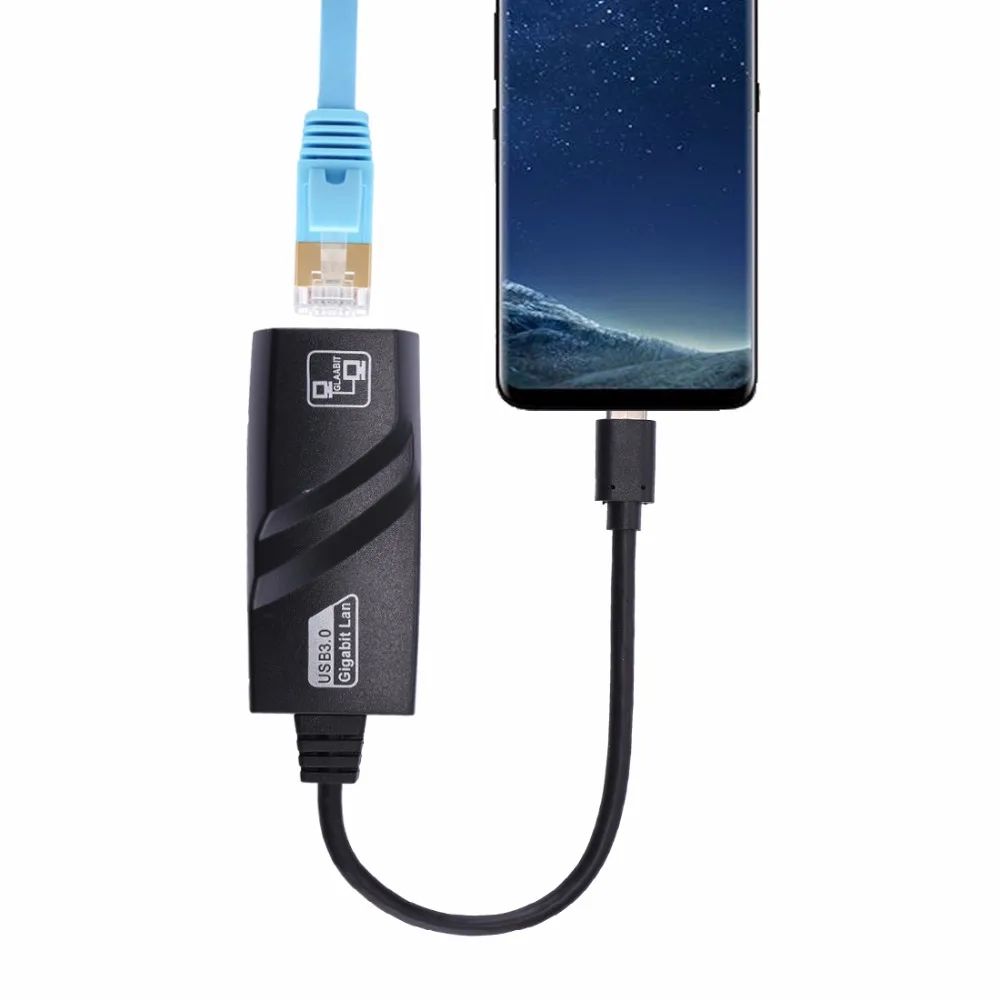 Adaptador de Rede Ethernet Usb-c Gigabit 15cm Cabos de computador e conectores