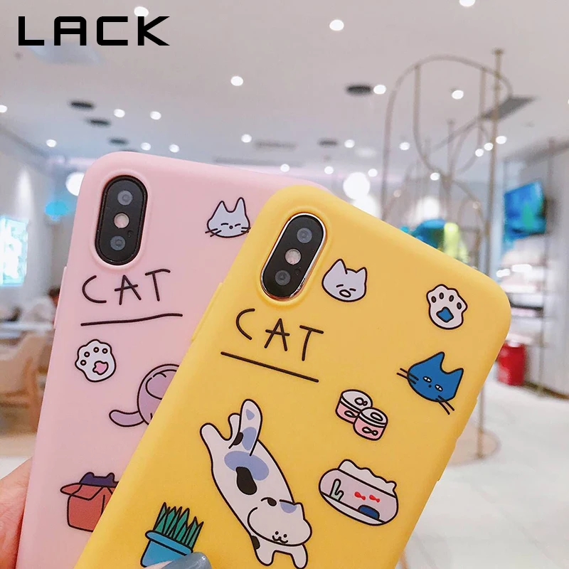 Чехол для телефона LACK с милым котом для iphone XS Max, чехол для iphone XR X 6S 6 7 8 Plus, задняя крышка, милые яркие цвета, чехлы с принтом из мультфильма