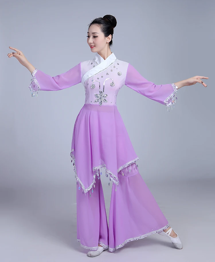 Chinese hanfu women classical dance costumes women's elegant fan national performance costume |
