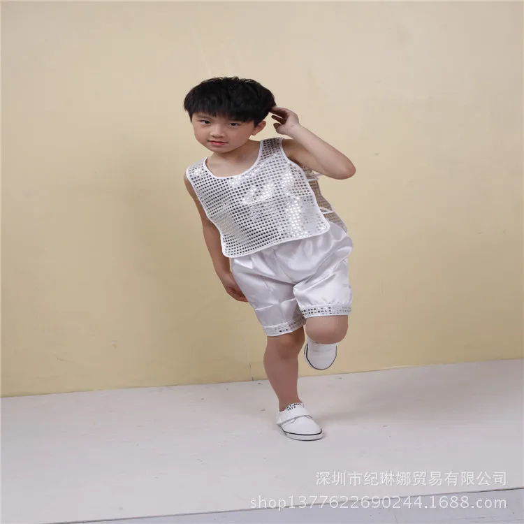 Детское платье с блестками для сцены юбка девочек и мальчиков костюм