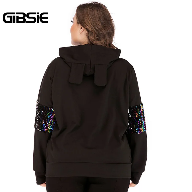 Толстовка GIBSIE большого размера 4xl 3xl черная толстовка с капюшоном и блестками