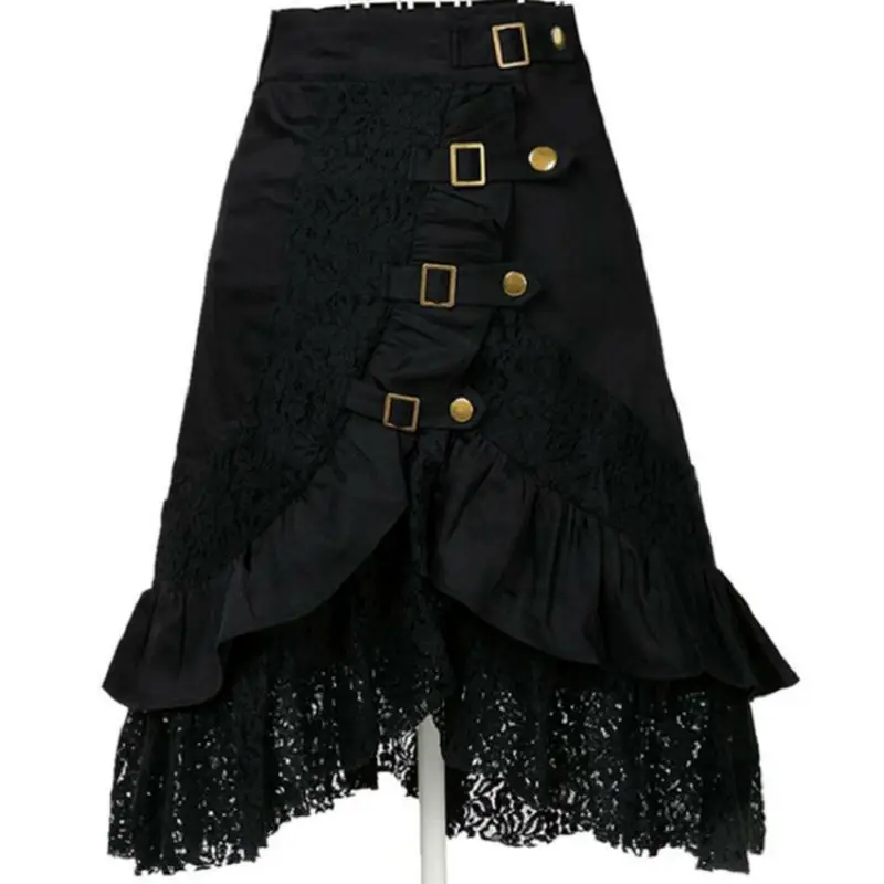 Black Satin & Кружево оборками викторианской корсеты и бюстье Винтаж стимпанк корсет