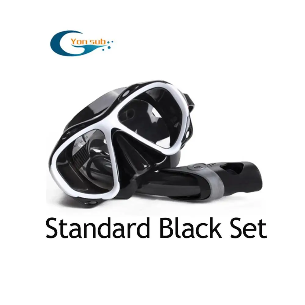 Standard Black Set YONSUB близорукость закаленное погружение оптические линзы маска дайвинг маска трубка набор подводный анти туман и трубка Дайвинг оборудование - Цвет: Standard Black Set