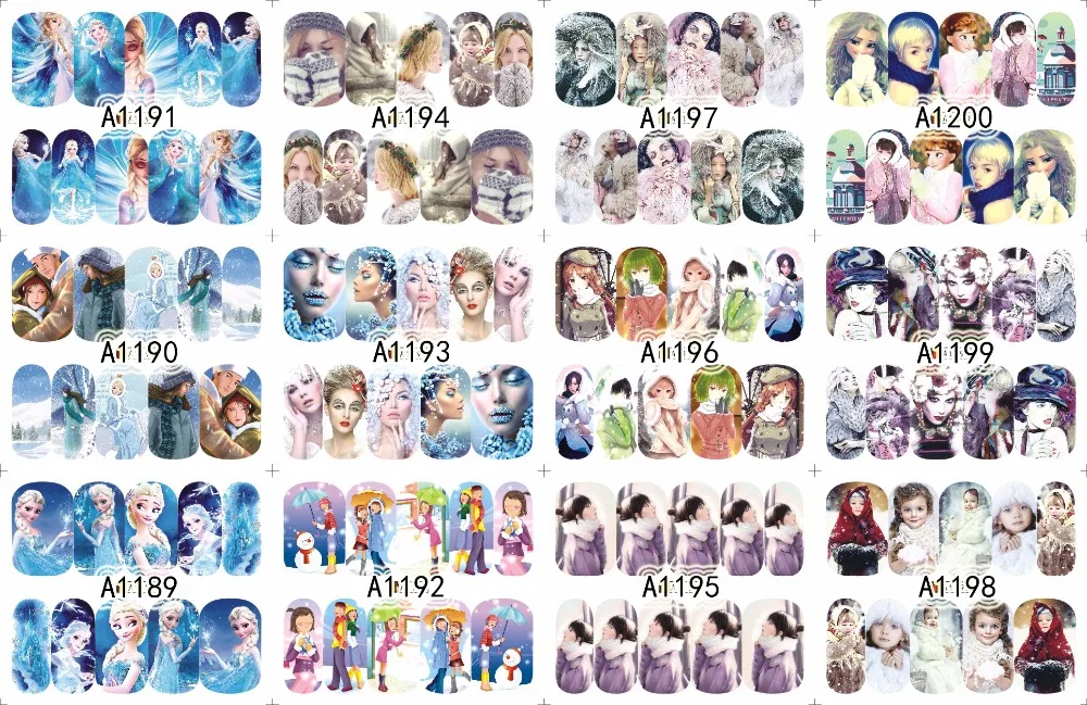 Оптовая продажа 12 листов/набор Хэллоуин Рождество большие водные наклейки