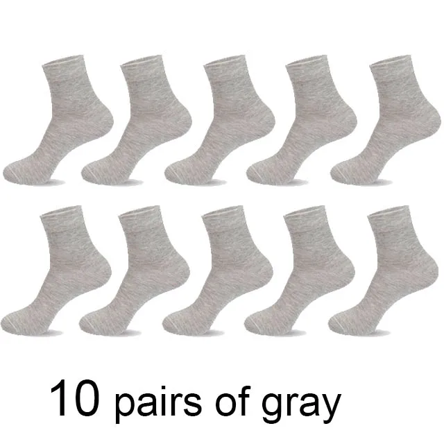 10 pairs gray 10 пар/лот, хлопковые носки для мужчин, черные, деловые, теплые, дышащие, дезодорирующие, мужские носки, Meias, подарок, плюс size42-45, новинка - Цвет: 10 pairs gray