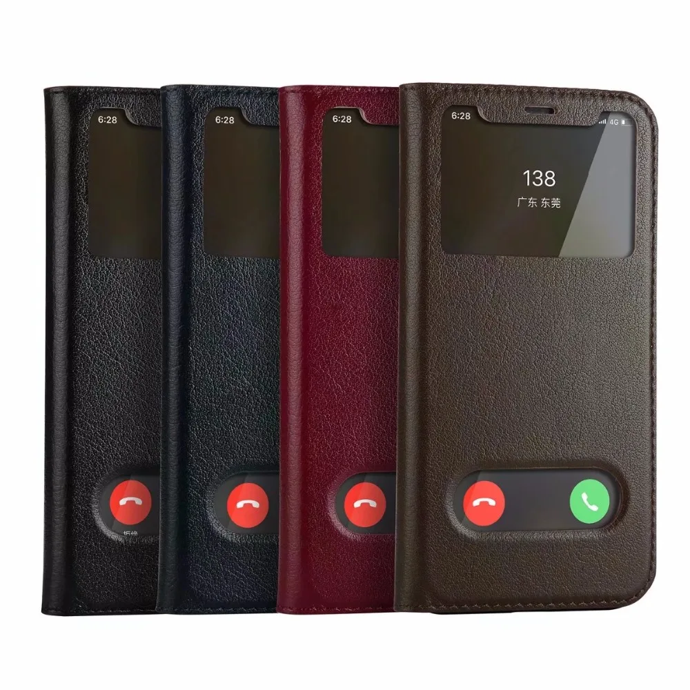 

Genuine Leather Case For iPhone X Case Flip Cover Luxury Full Protection Smart View Window Cases For iPhone X Phone Shell
