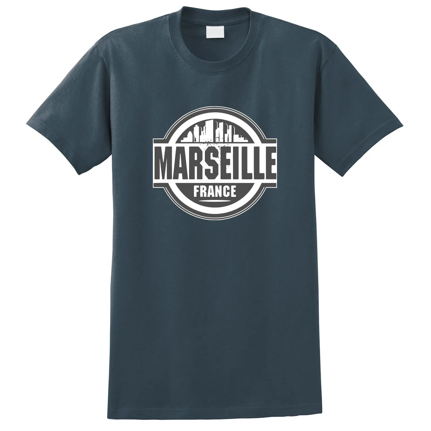 

Новинка 2019, забавная футболка, повседневная мужская уличная одежда, женская футболка с принтом этикеток Марселя и Франции, дизайнерская фут...