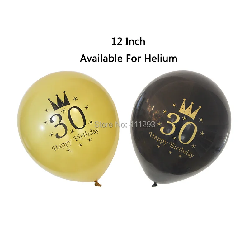 30th шарики ко дню рождения 30/40/50/60/70/80th вечеринка на день рождения украшения плакат "с днем рождения" черного и золотого цвета вечерние цифровой воздушный шарик из фольги в форме